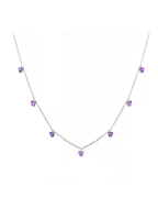 Choker 7 Corações Ametistas 4mm em Ouro Branco 18K