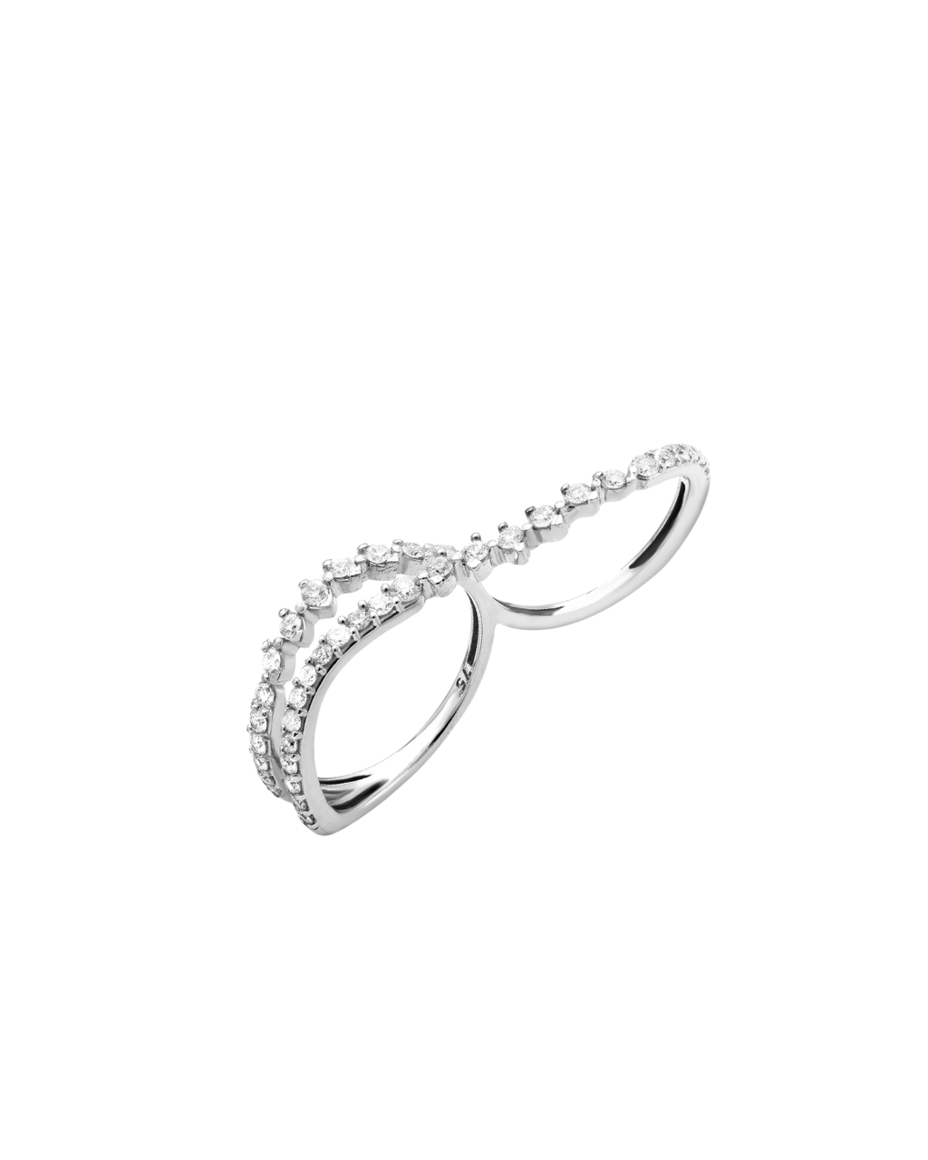 Anel WAVE Duplo Diamantes em Ouro Branco 18K