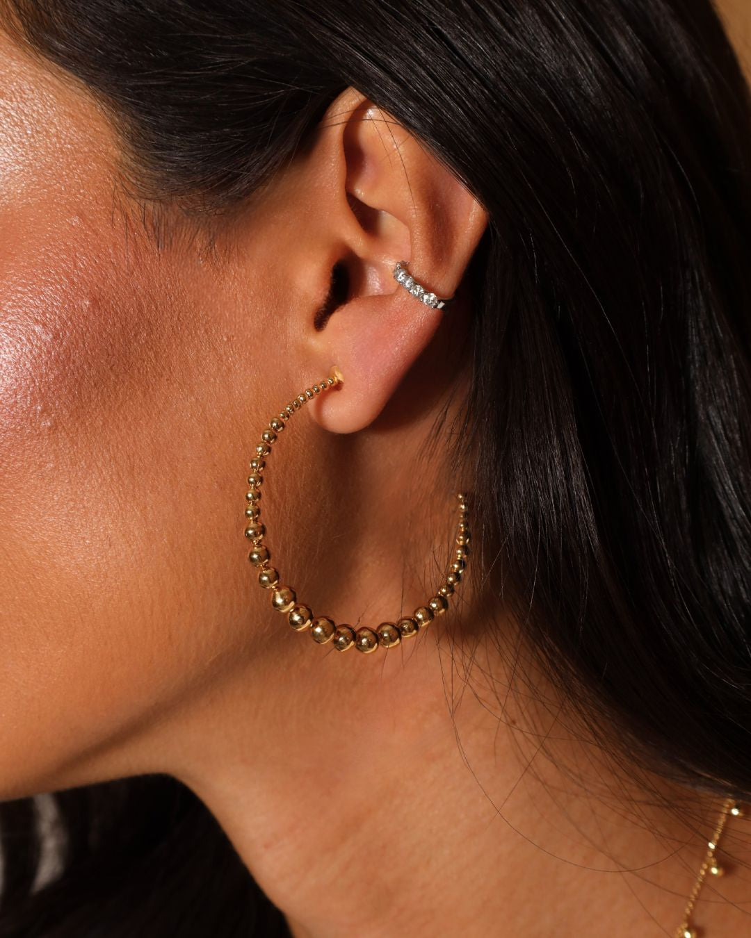 Brinco Argola Esferas G em Ouro Amarelo 18K