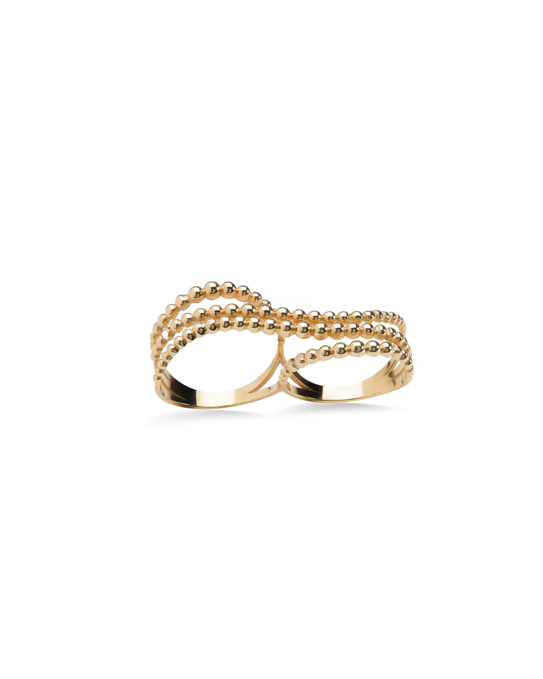 Anel WAVE Duplo Esferas em Ouro Amarelo 18K