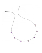 Choker 7 Corações Ametistas 4mm em Ouro Branco 18K