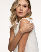 Pulseira Riviera Safira Amarela e Laranja Diamantes em Ouro Branco 18K