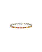 Pulseira Riviera Safira Amarela e Laranja Diamantes em Ouro Branco 18K