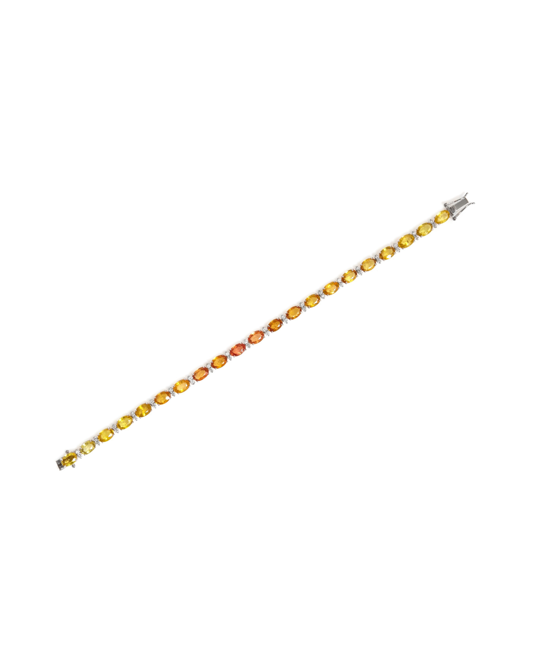 Pulseira Riviera Safira Amarela e Laranja Diamantes em Ouro Branco 18K