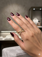 Anel X Ondulado Diamantes em Ouro 18K