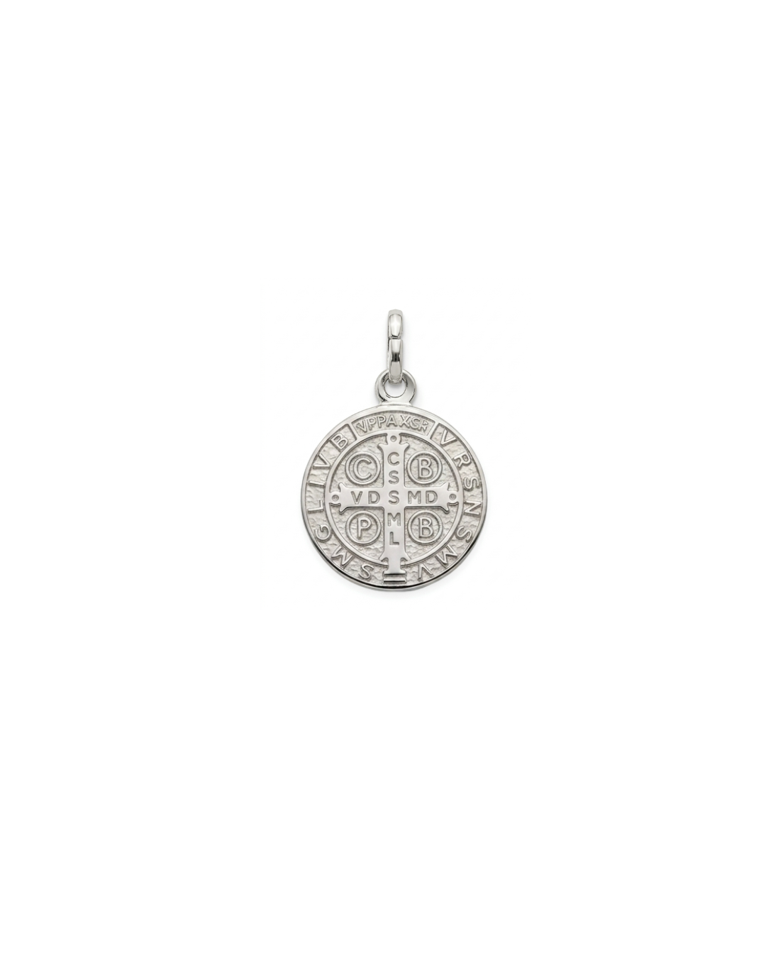 Pingente São Bento M em Ouro Branco 18K