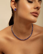 Colar Riviera Tanzanitas Gotas em Ouro Branco 18K