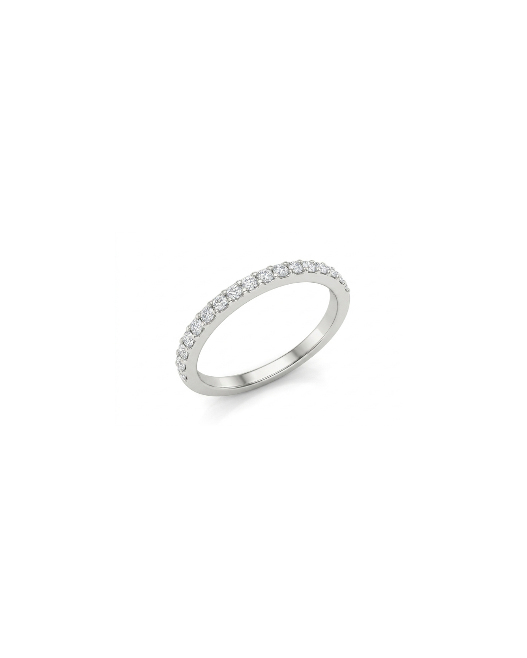 Meia Aliança Diamantes em Ouro Branco 18K