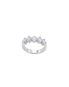 Meia Aliança Diamantes em Ouro Branco 18K