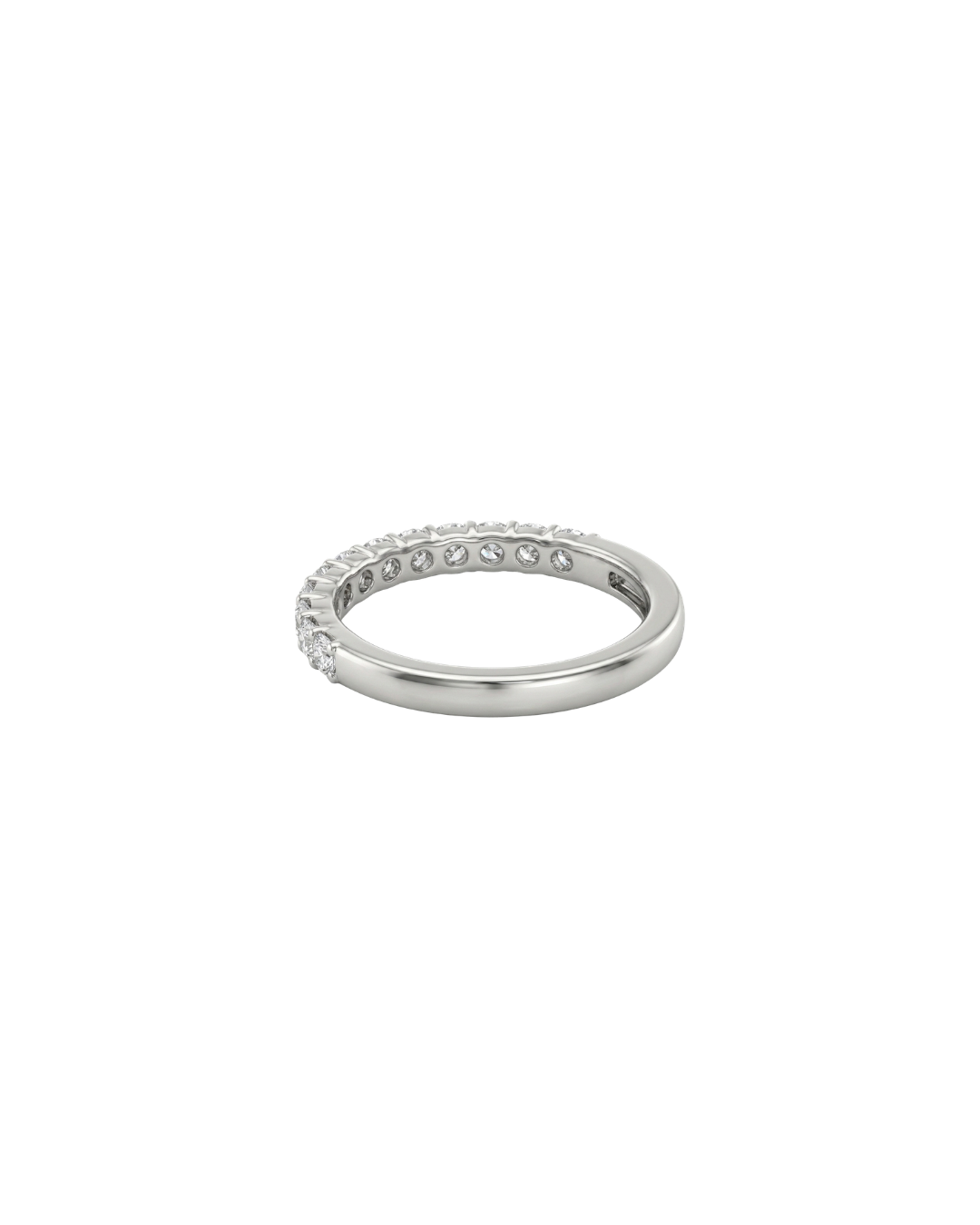 Meia Aliança Diamantes em Ouro Branco 18K