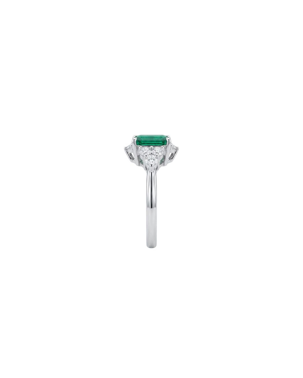 Anel Esmeralda Retangular em Ouro Branco 18K