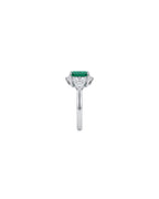 Anel Esmeralda Retangular em Ouro Branco 18K