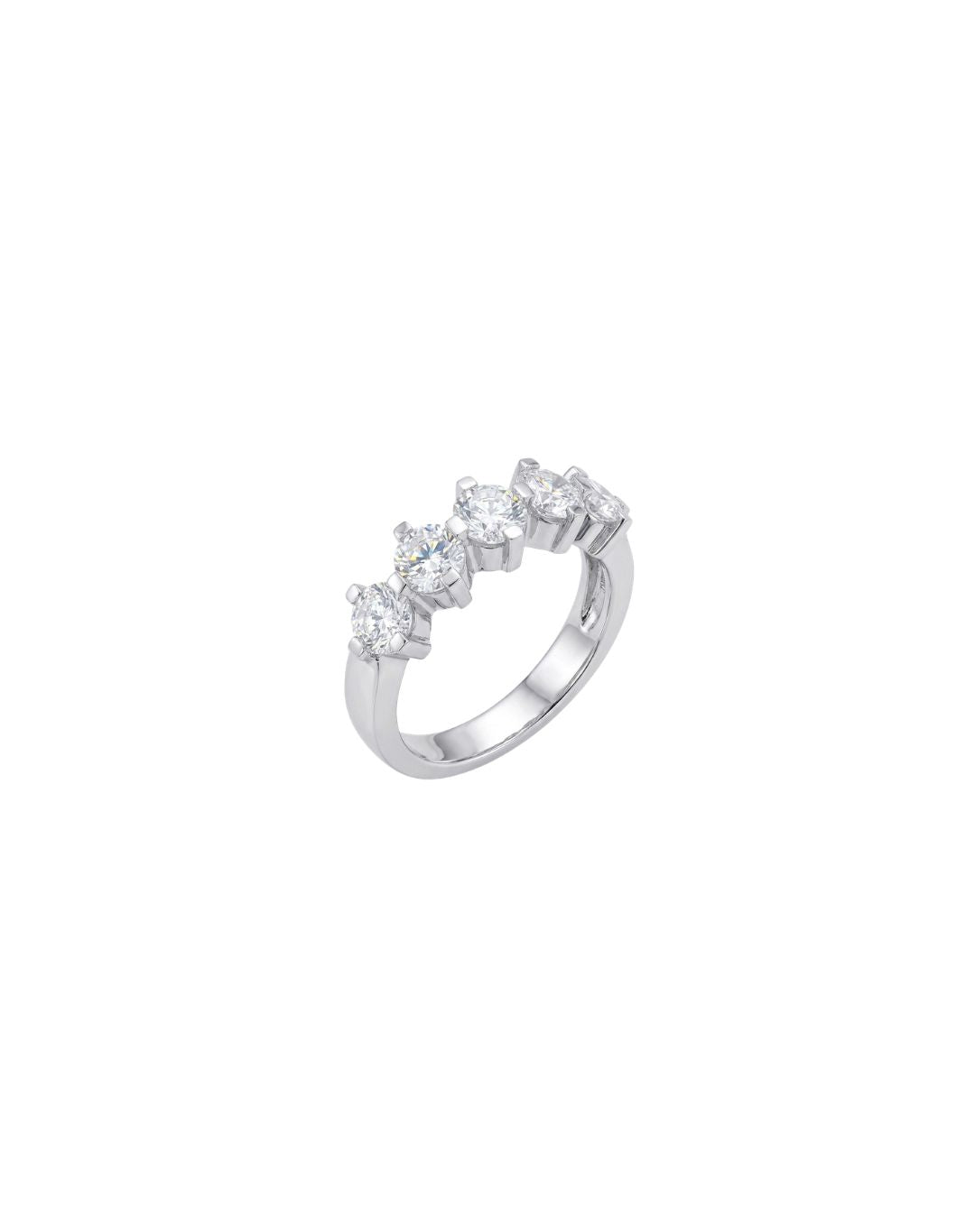Meia Aliança Diamantes em Ouro Branco 18K