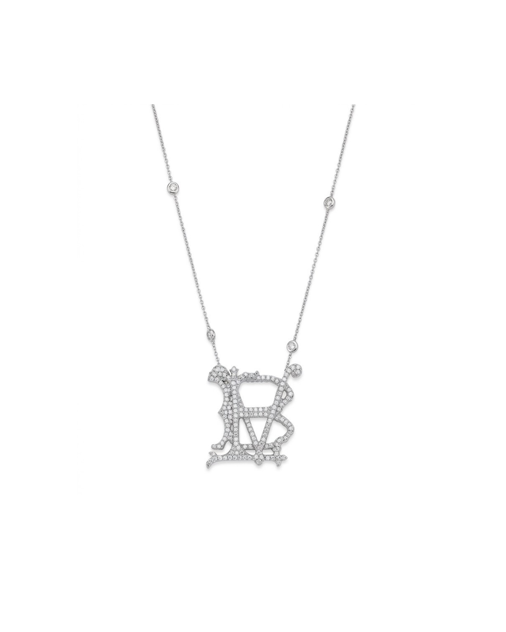 Colar Monograma Personalizável Brilhantes em Ouro Branco 18K