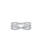 Anel Dois Dedos X em Ouro Branco 18K