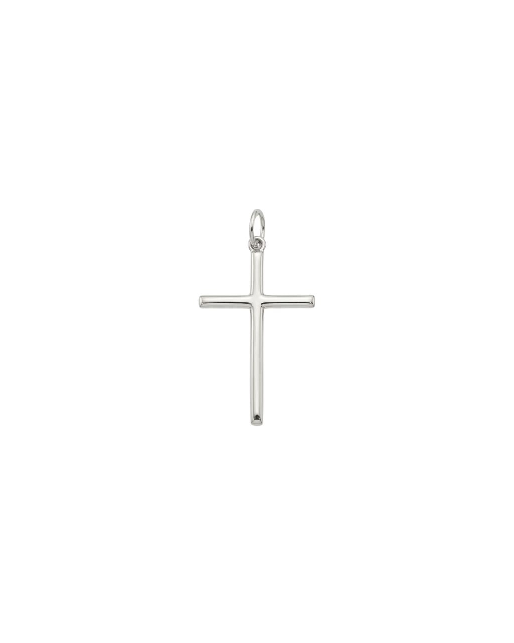 Pingente Cruz Lisa M em Ouro Branco 18K