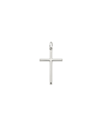 Pingente Cruz Lisa M em Ouro Branco 18K