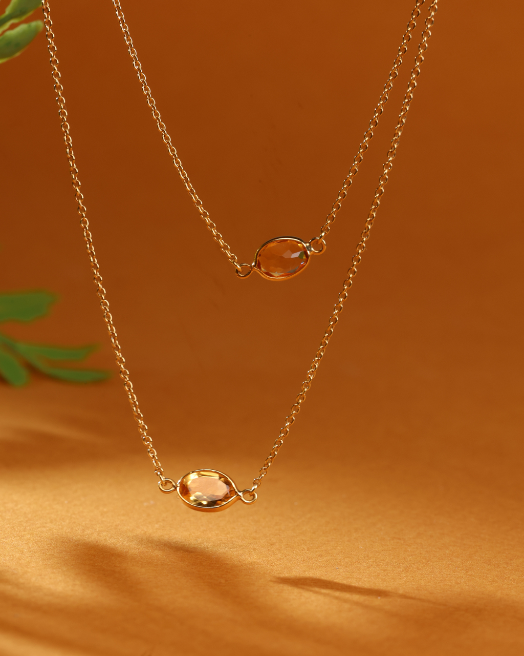 Colar Longo Citrinos em Ouro 18K