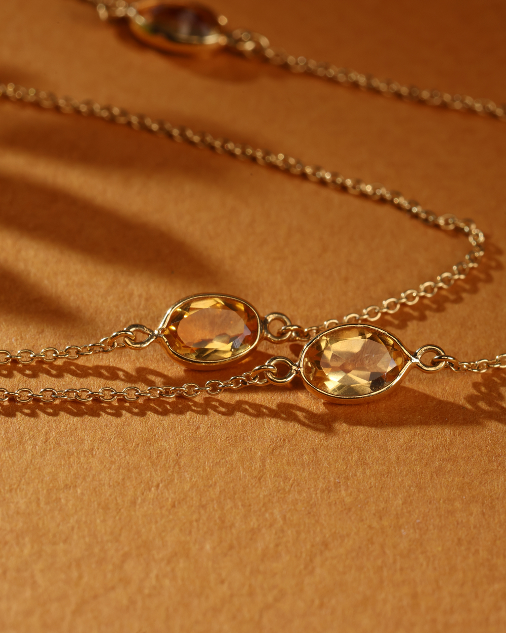 Colar Longo Citrinos em Ouro 18K