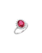 Anel Rubelita Oval Diamantes em Ouro Branco 18K