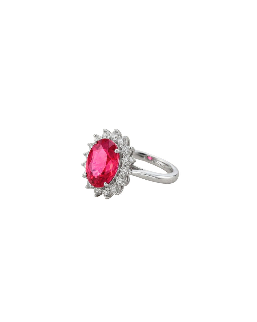 Anel Rubelita Oval Diamantes em Ouro Branco 18K