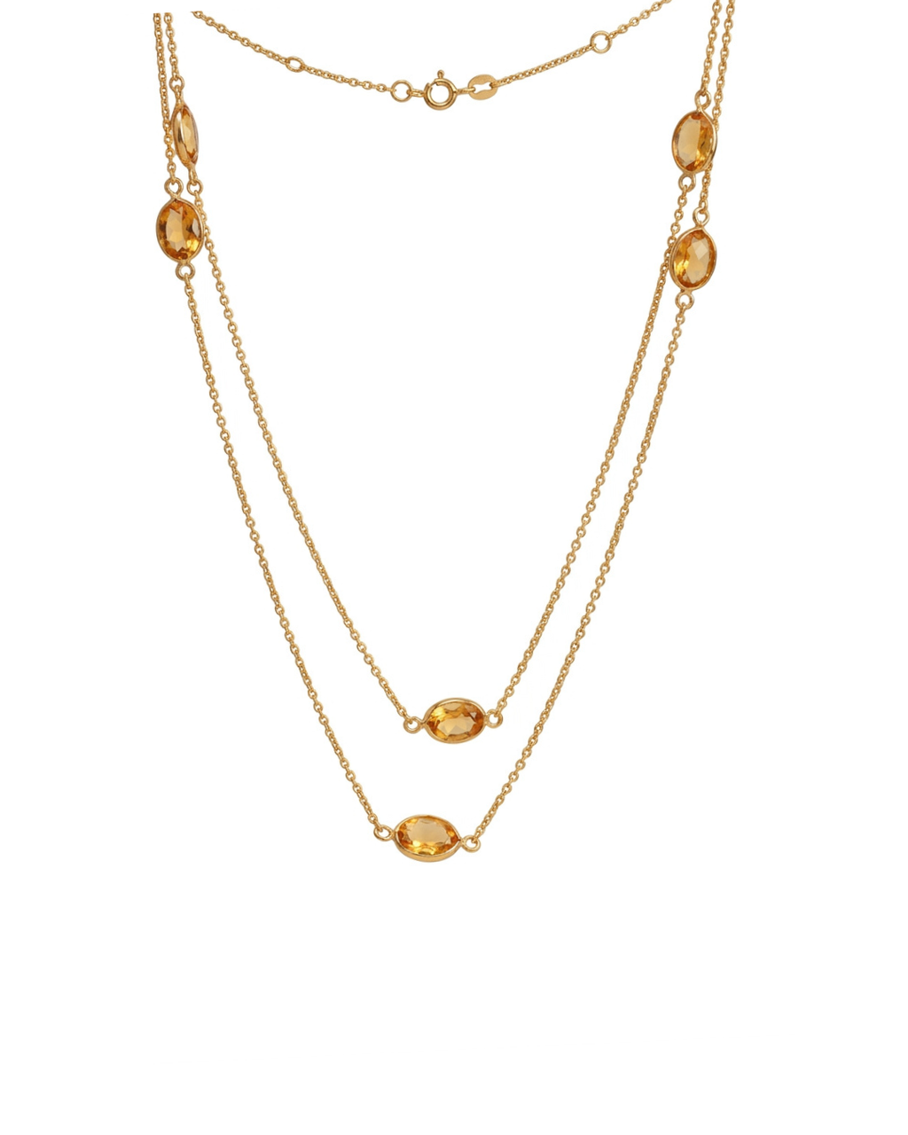 Colar Longo Citrinos em Ouro 18K