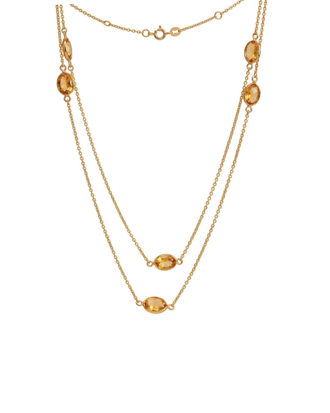 Colar Longo Citrinos em Ouro 18K