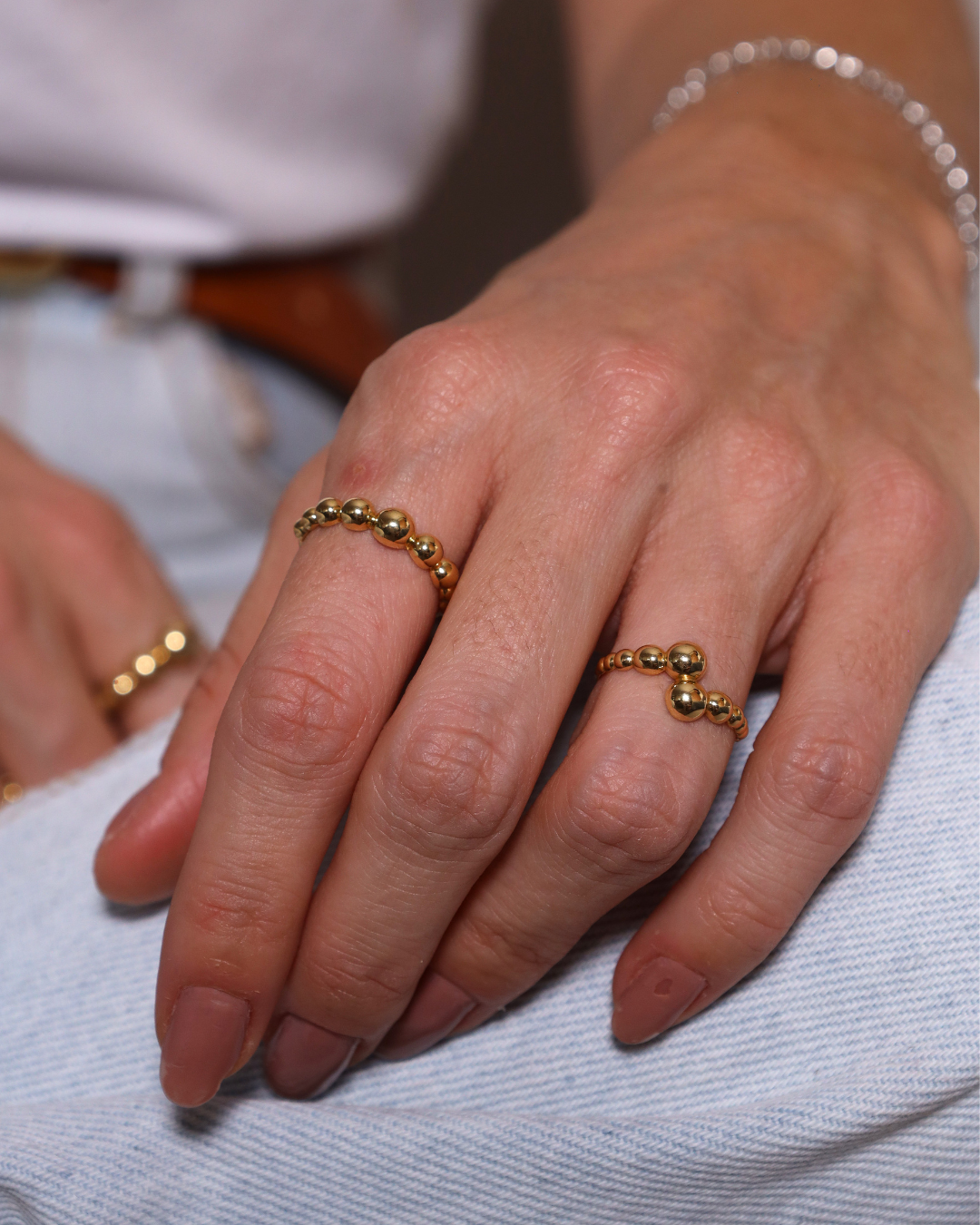 Anel Esferas 9 Bolinhas em Ouro 18K