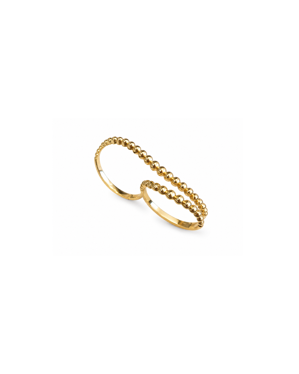 Anel WAVE Esferas Dois Dedos em Ouro 18K