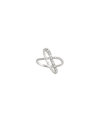 Anel X Ondulado Diamantes em Ouro Branco 18K