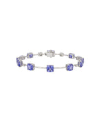 Pulseira Riviera Tanzanita Cushion em Ouro Branco 18K