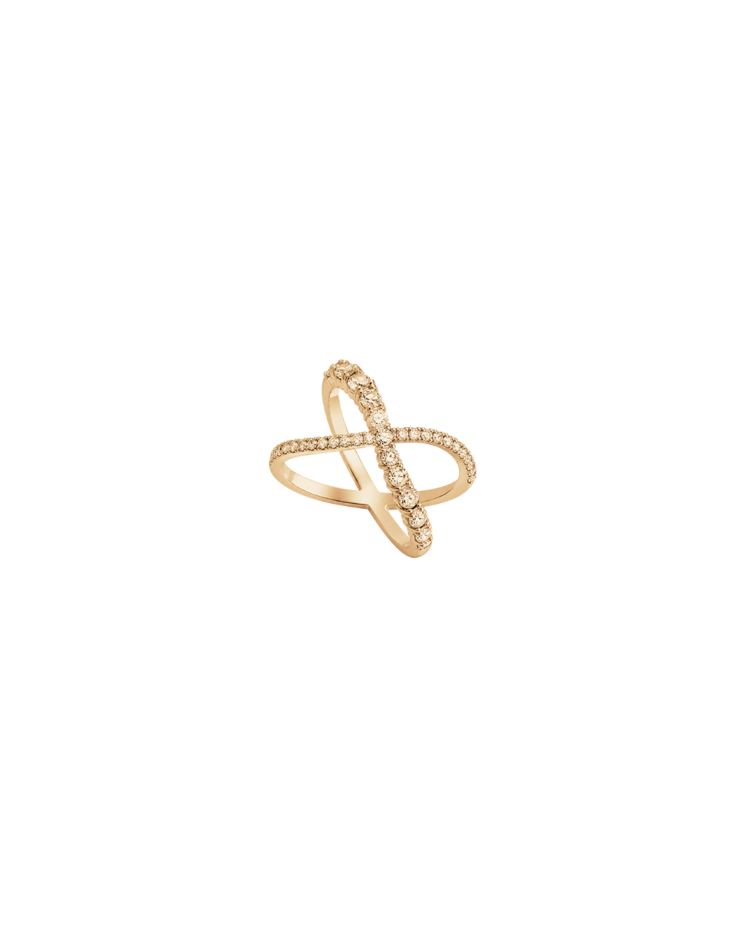 Anel X Ondulado Diamantes em Ouro 18K