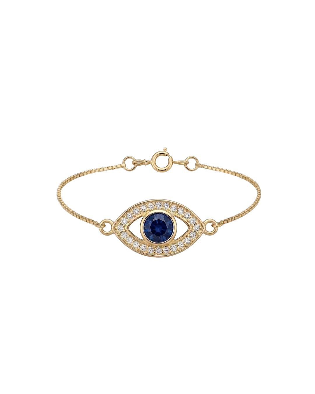 Pulseira Olho Grego Navete em Ouro 18K