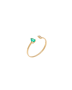 Anel LIGHT Esmeralda 10pt e 2 Diamantes 3pt total em Ouro Amarelo 18k