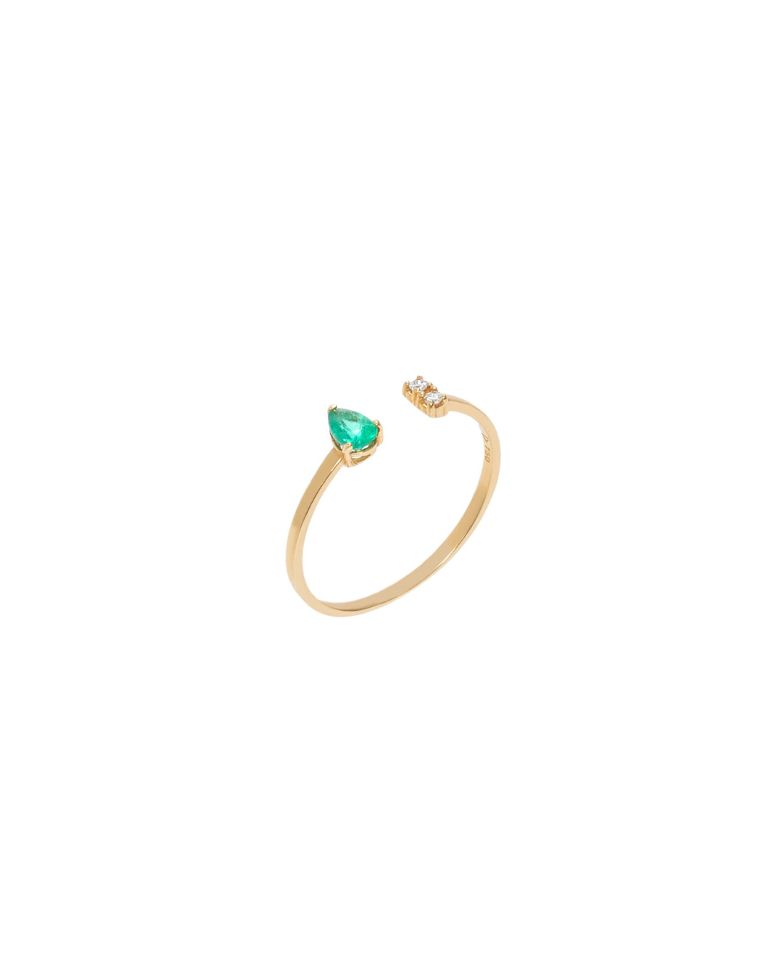 Anel LIGHT Esmeralda 10pt e 2 Diamantes 3pt total em Ouro Amarelo 18k