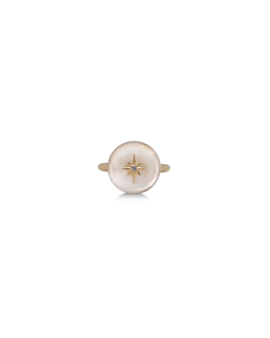 Anel ESTRELA Quartzo Branco em Ouro Amarelo 18k - Collab Mônica Salgado