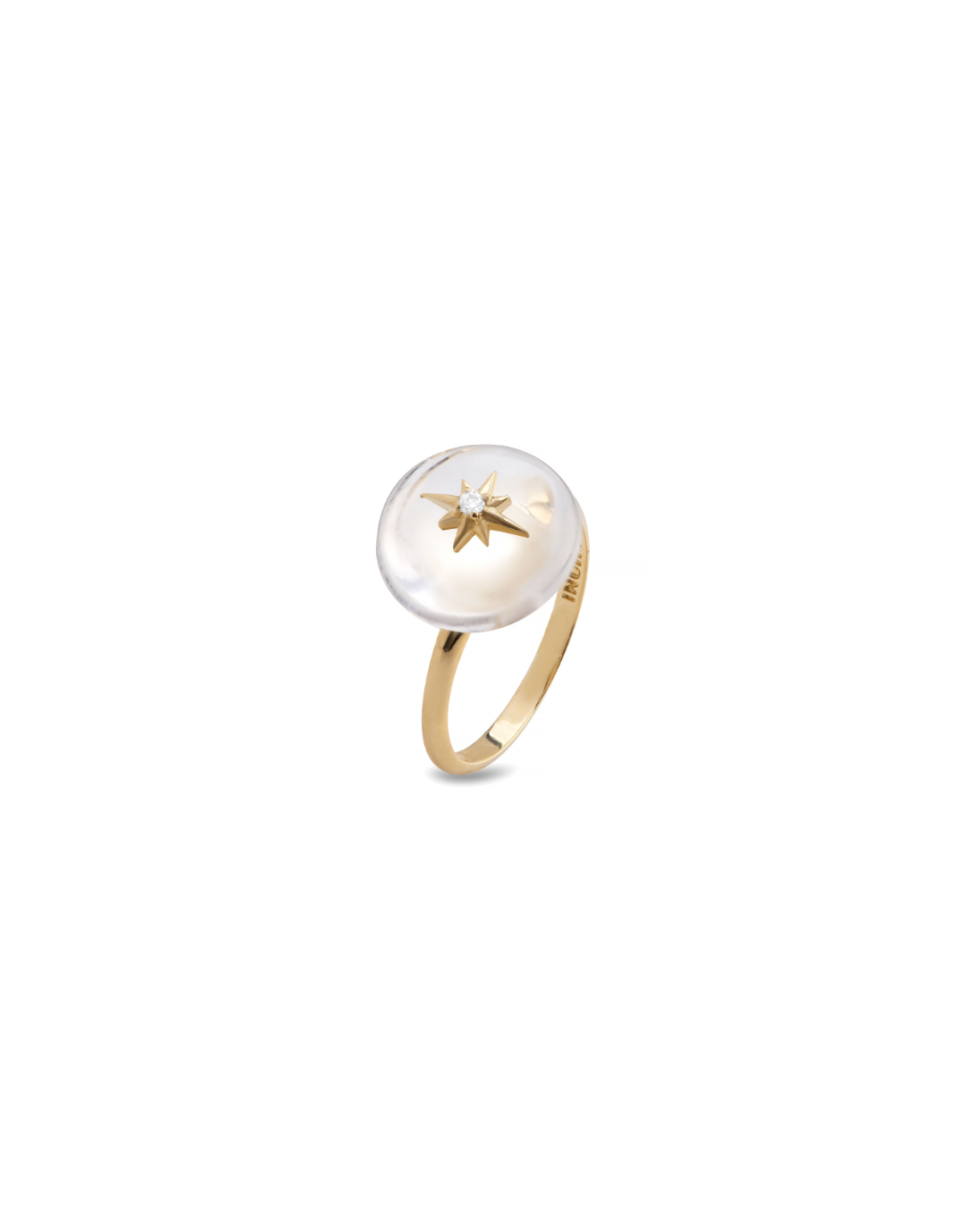 Anel ESTRELA Quartzo Branco em Ouro Amarelo 18k - Collab Mônica Salgado