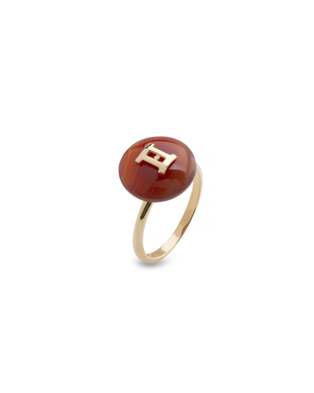 Anel GÊMEOS Ágata Marrom em Ouro Amarelo 18k - Collab Mônica Salgado